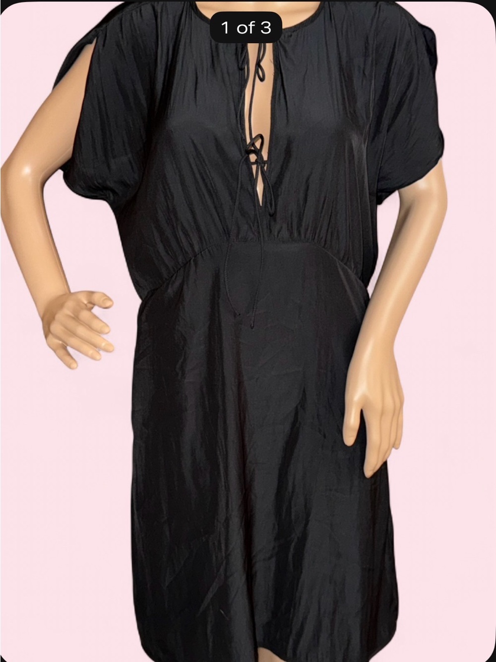 Universal Thread Black Tie-Front Short Sleeve Dress